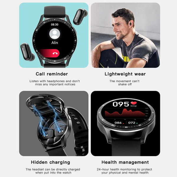 The QuantumSphere Elite - Android Smartwatch with Earbuds - Grey ...