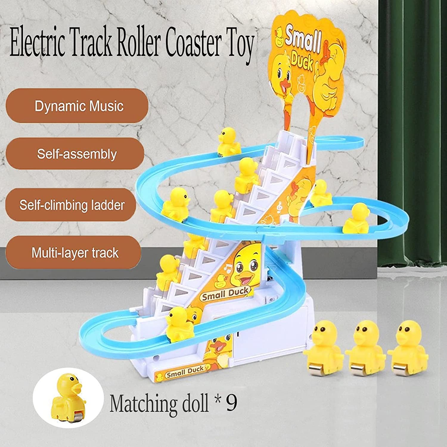 Music,Duck Track Slide Toy Birthday Gift For Kids,Age 3(9Pcs