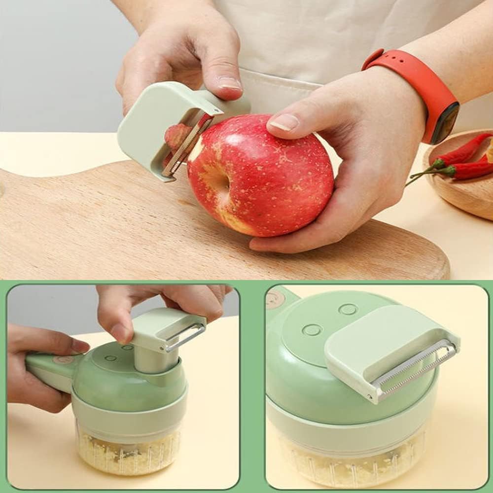 4 in 1 Portable Electric Vegetable Cutter Set, Mini Wireless Food