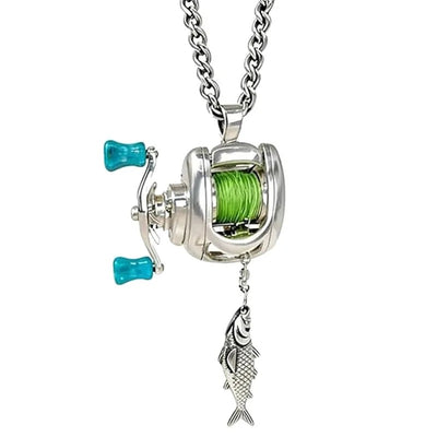 funny fishing reel necklace