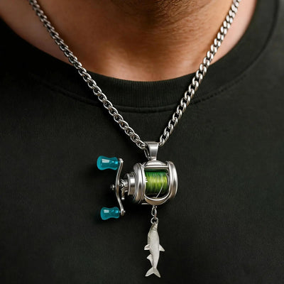 funny fishing reel necklace