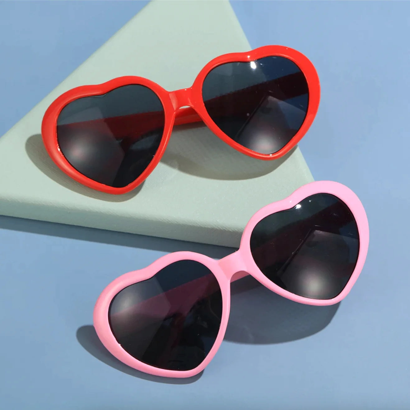 Heart-Shaped Sunglasses Set - Pink, Red, Black, White, and Leopard. Betsey Johnson Heart Sunglasses BJ977 Animal / Leopard Print  main image 3