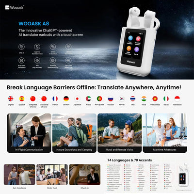 language translator earbuds with touchscreen