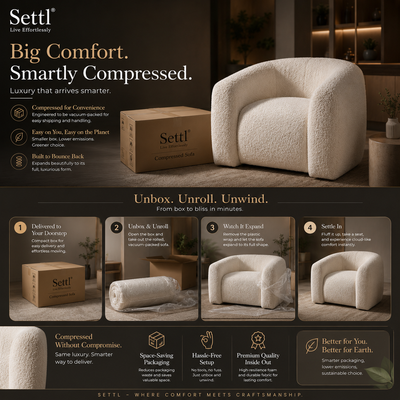 vacuum compressed sofa in a box - foam compression soda