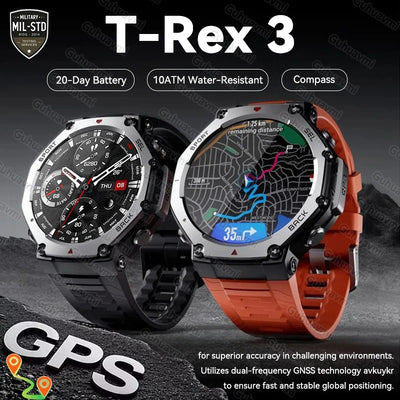 Gravion® T-Rex 3 Pro – Dual Band GPS Military Rugged Smartwatch (48mm)