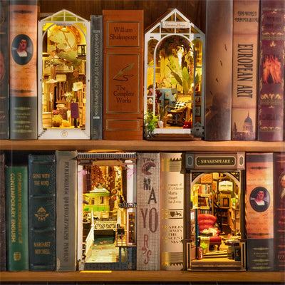 wooden 3d miniature book nook