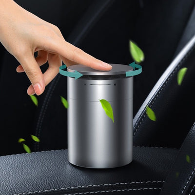 a person using the air purifier in car