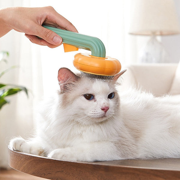 CatKare®️ Self Cleaning Slicker Brush Easy Pets Grooming Grey