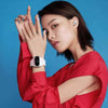 a girl wearing the smartwatch