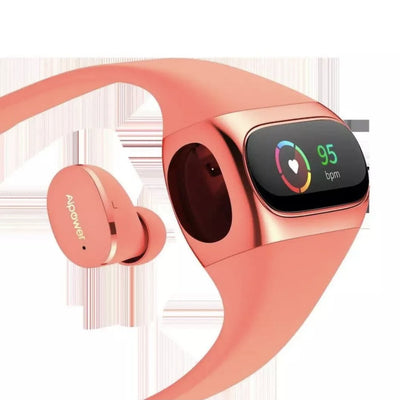 smartwatch with earbuds - pink colour