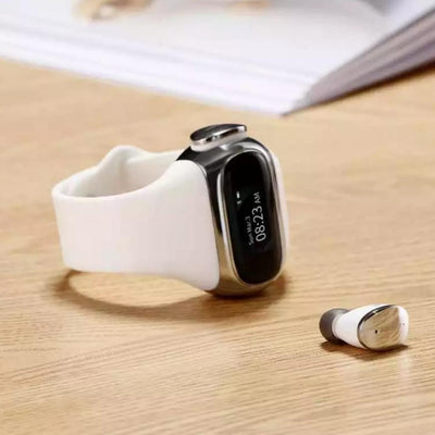 smartwatch with earbuds - white colour