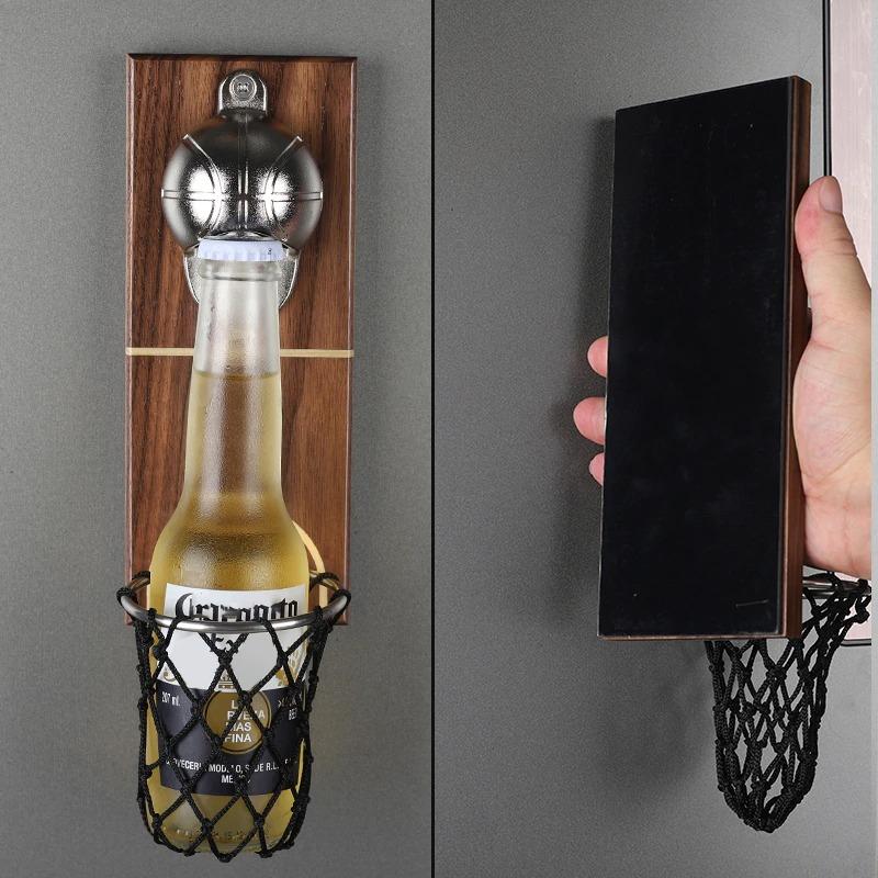 Bellaven Wall Mounted Bottle Opener Magnet Basketball Bottle Opener with  Cap Catcher Collector Automatic Personalized Beer Bottle Opener Funny Gifts  as Kitchen Yard Bar Decoration 