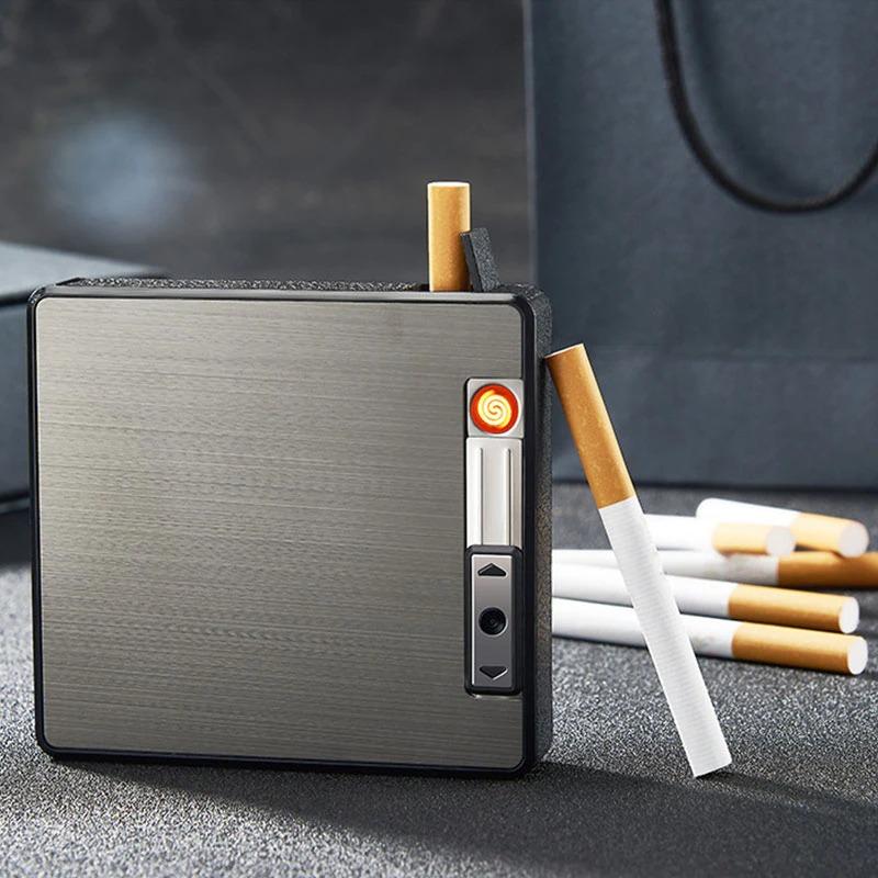 electric USB lighter with cigarette case 
