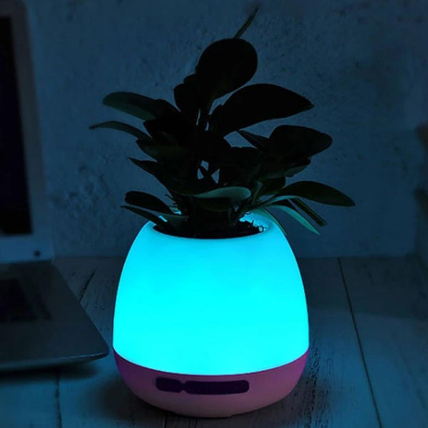 Smart Flower Pot | with LED Lights and Bluetooth Speaker - Grey ...