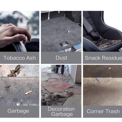 collage showing various particles that the vacuum cleaner can clean