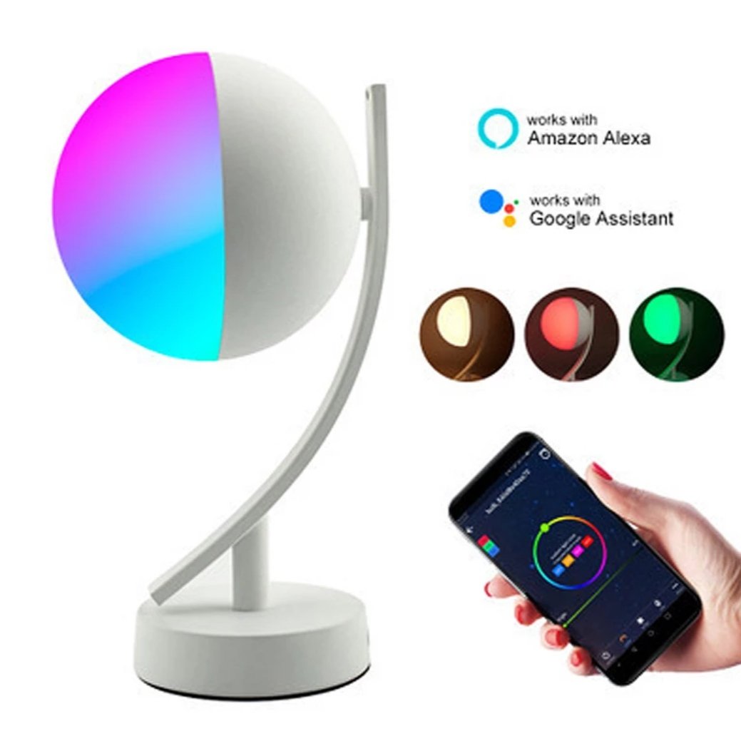 ALANTOP Smart Tafellamp, 2 stuks, met wifi-app-bediening, compatibel met Alexa en Google, instelbare witte en RGB-kleuren, muzieksynchronisatie, USB- bedlamp, perfect voor slaapkamer, gaming ALANTOP Smart Tafellamp, 2 stuks, met wifi-app-bediening, compatibel met Alexa en Google, instelbare witte en RGB-kleuren, muzieksynchronisatie, USB- bedlamp, perfect voor slaapkamer, gaming